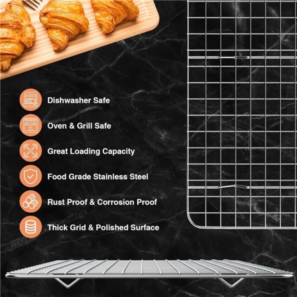 Cooling Rack for Baking 2-Pack, 15 x 10 Inches Baking Rack, Stainless Steel - Picture 4 of 7